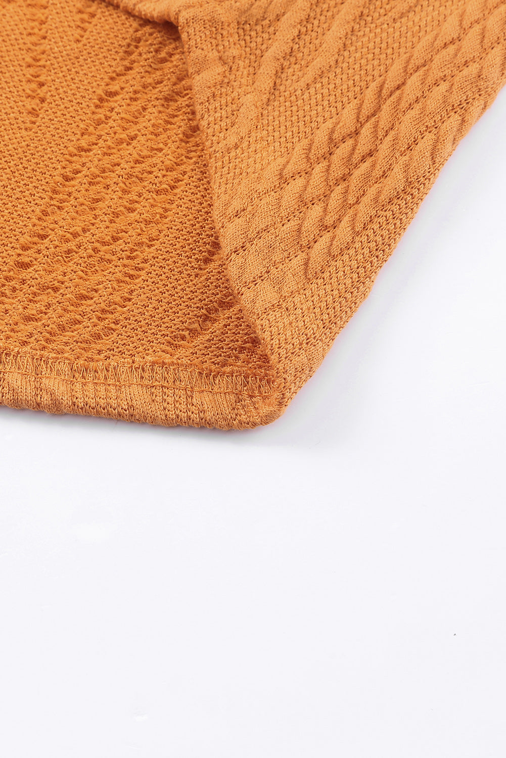 Orange Textured V Neck Long Sleeve Knit Top