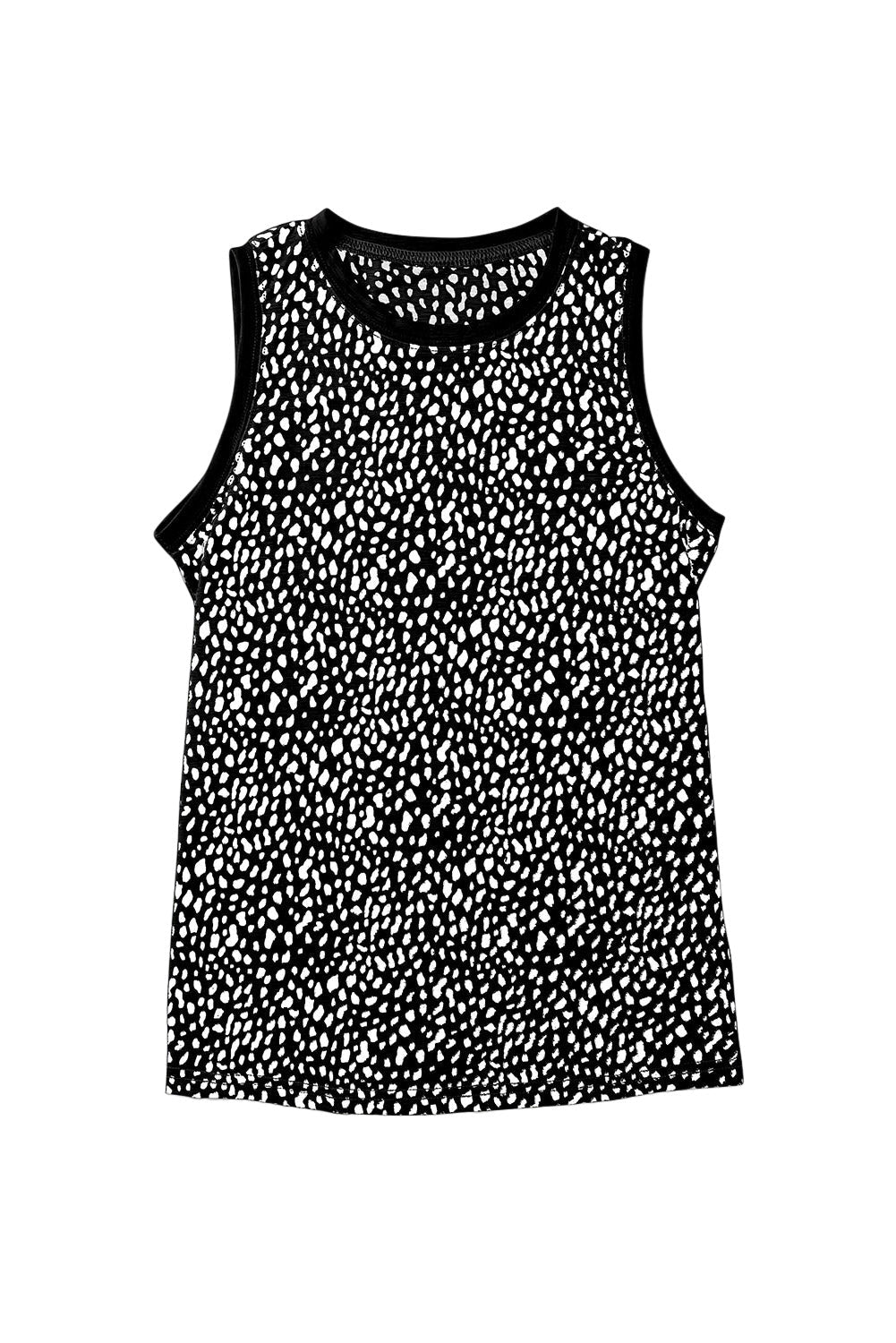 Camiseta sin mangas con cuello redondo y estampado de leopardo rosa