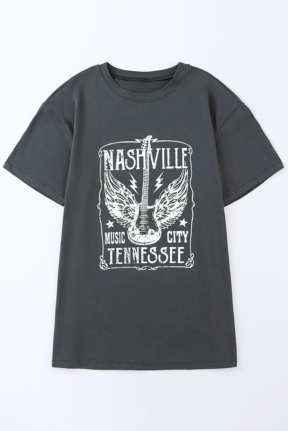 Camiseta extragrande con estampado gráfico de letras y eslogan de guitarra rosa