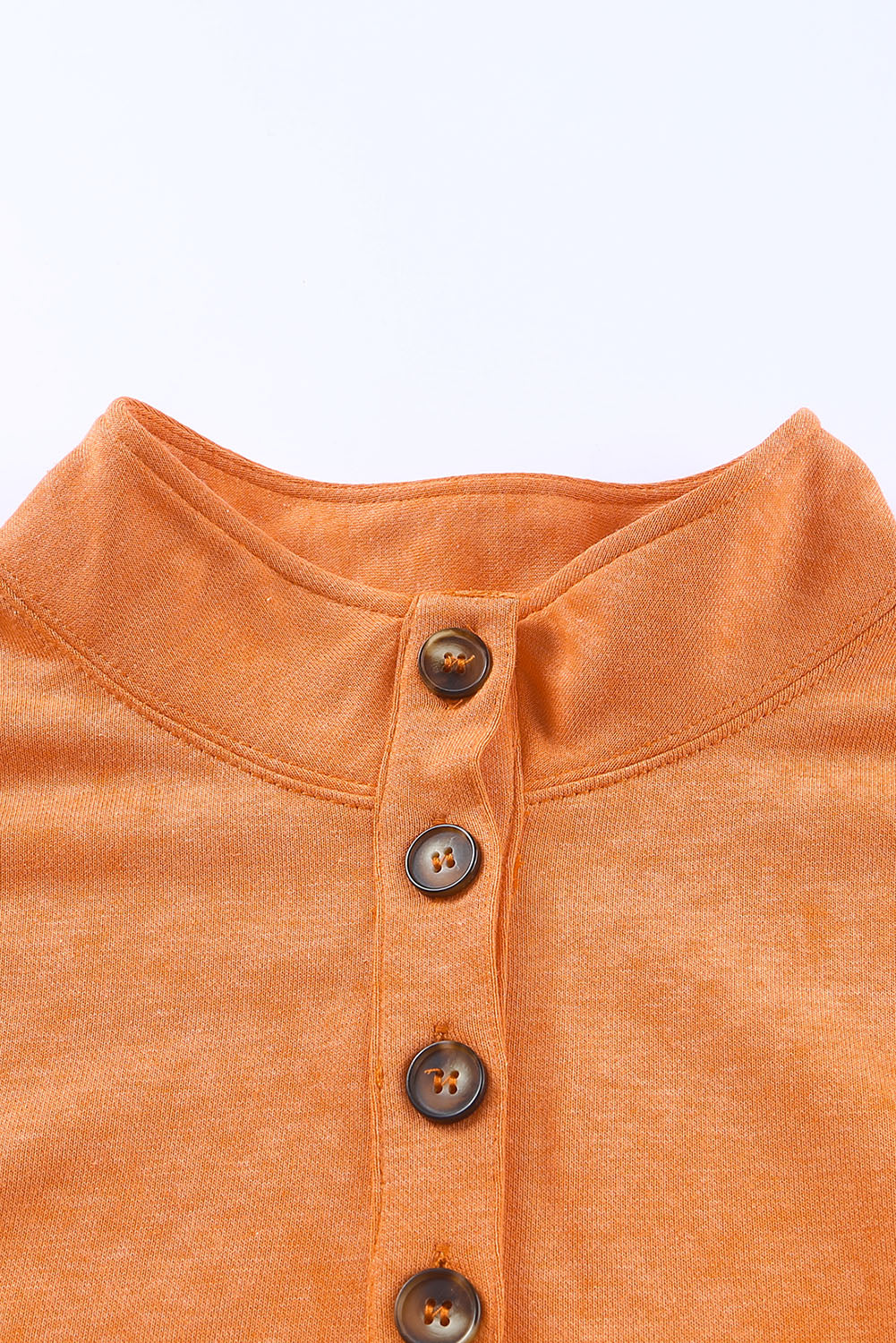 Orange Half-Placket Button Loose Sweatshirt