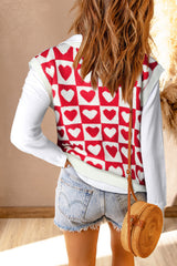 Pink Checked Heart Pattern Sweater Vest