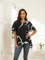 Size Curve Blouses Plus Size Printed Pattern Loose Chiffon Blouse