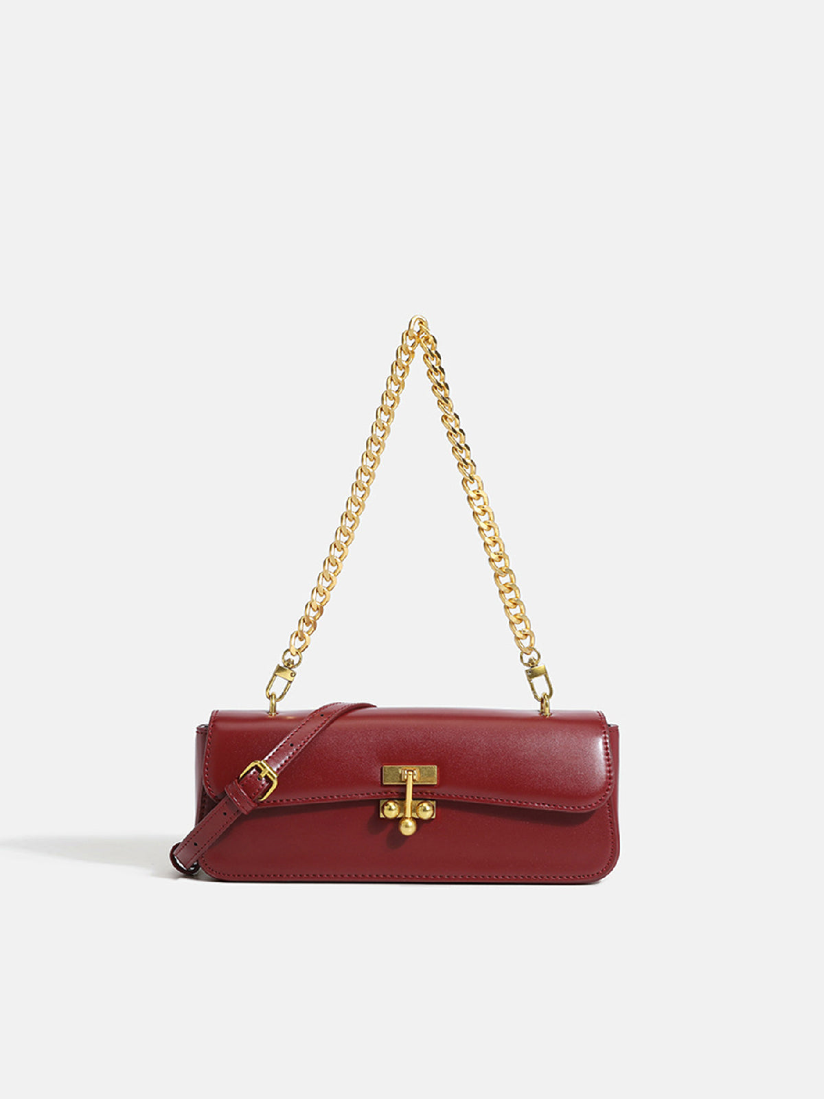 Chain Icon Leather Shoulder Bag