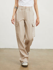 Cargo Buttoned Straight Leg Pants