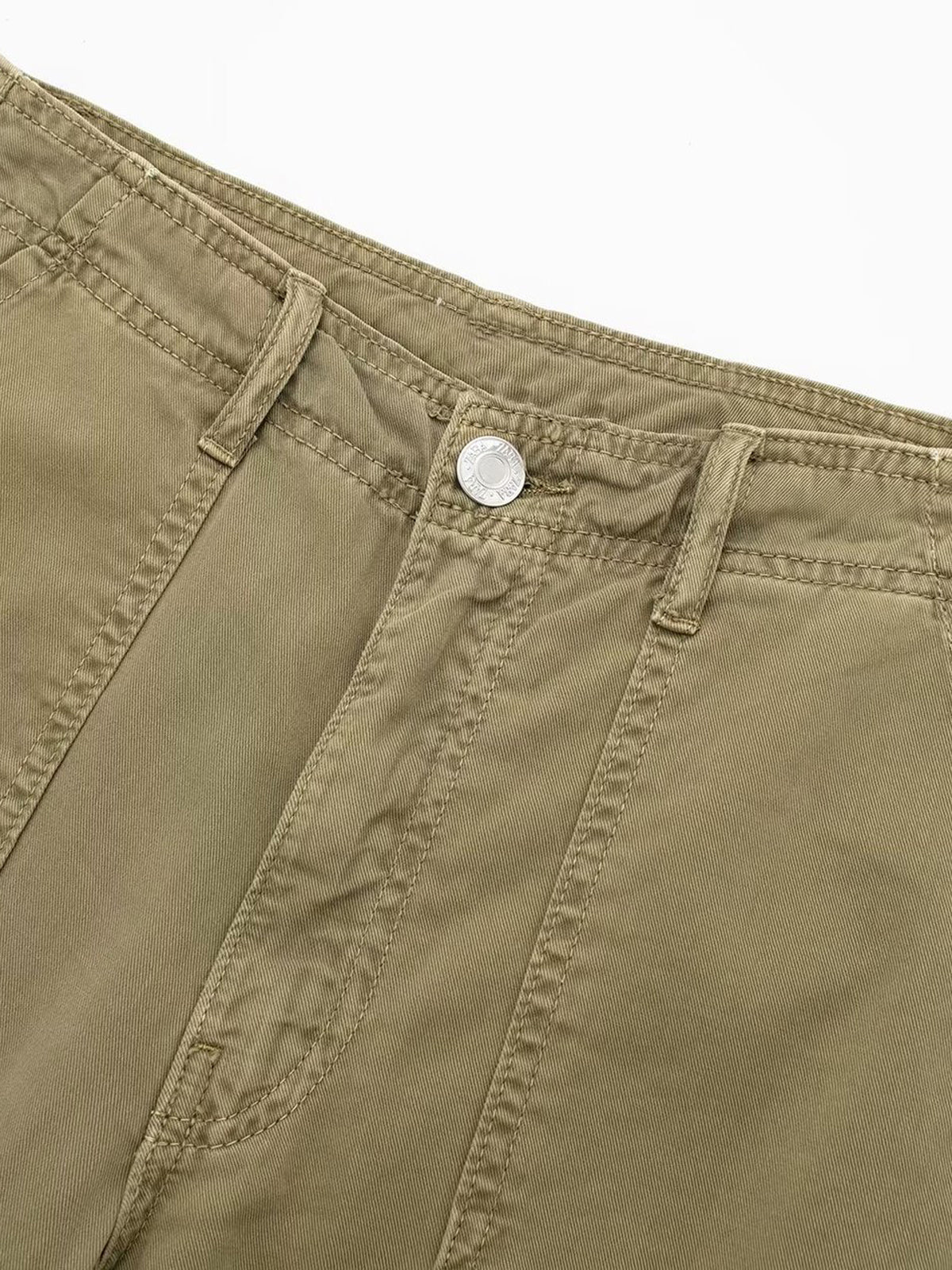 Cargo Buttoned Straight Leg Pants