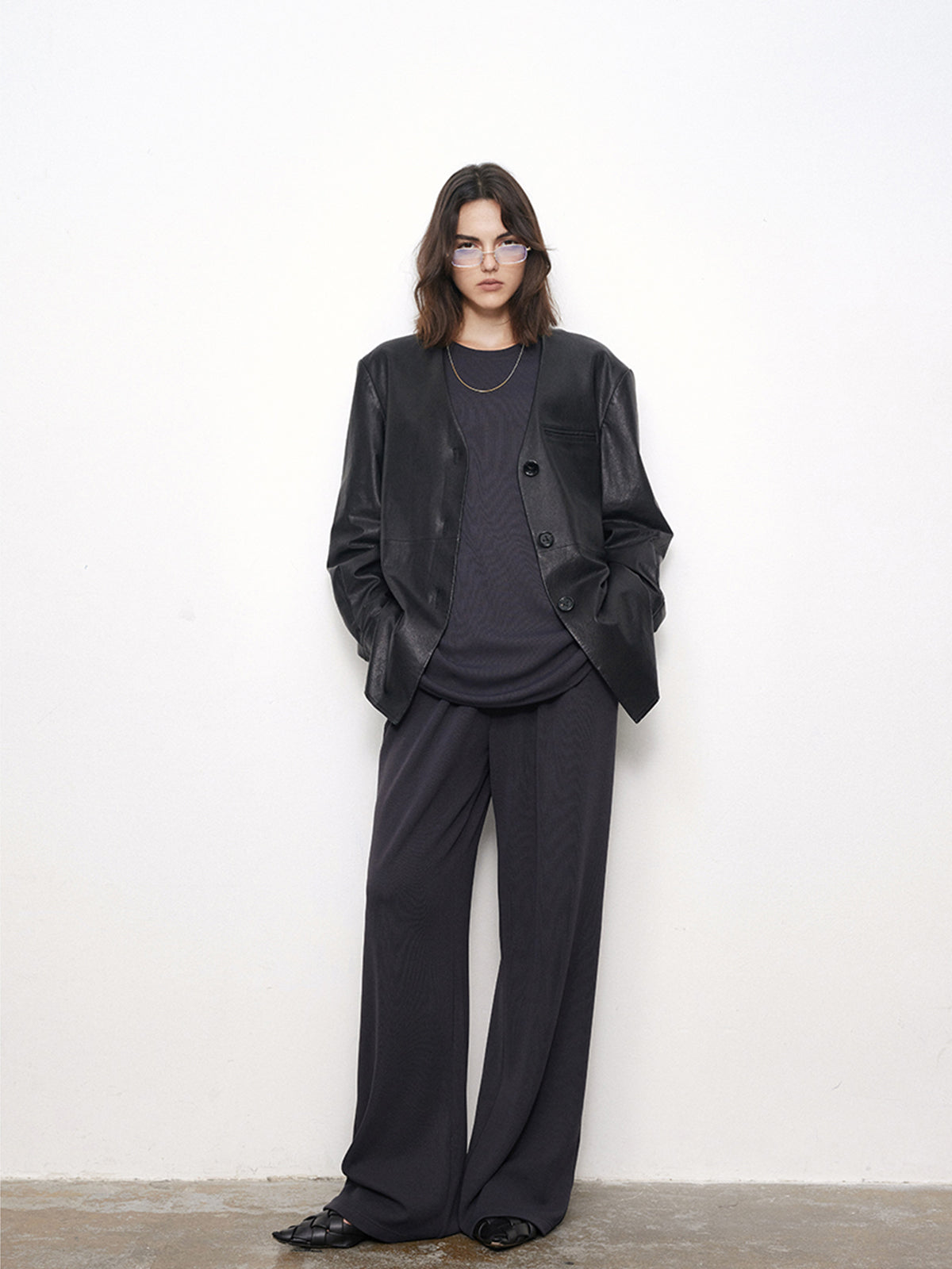 City Solid Wide Leg Pants