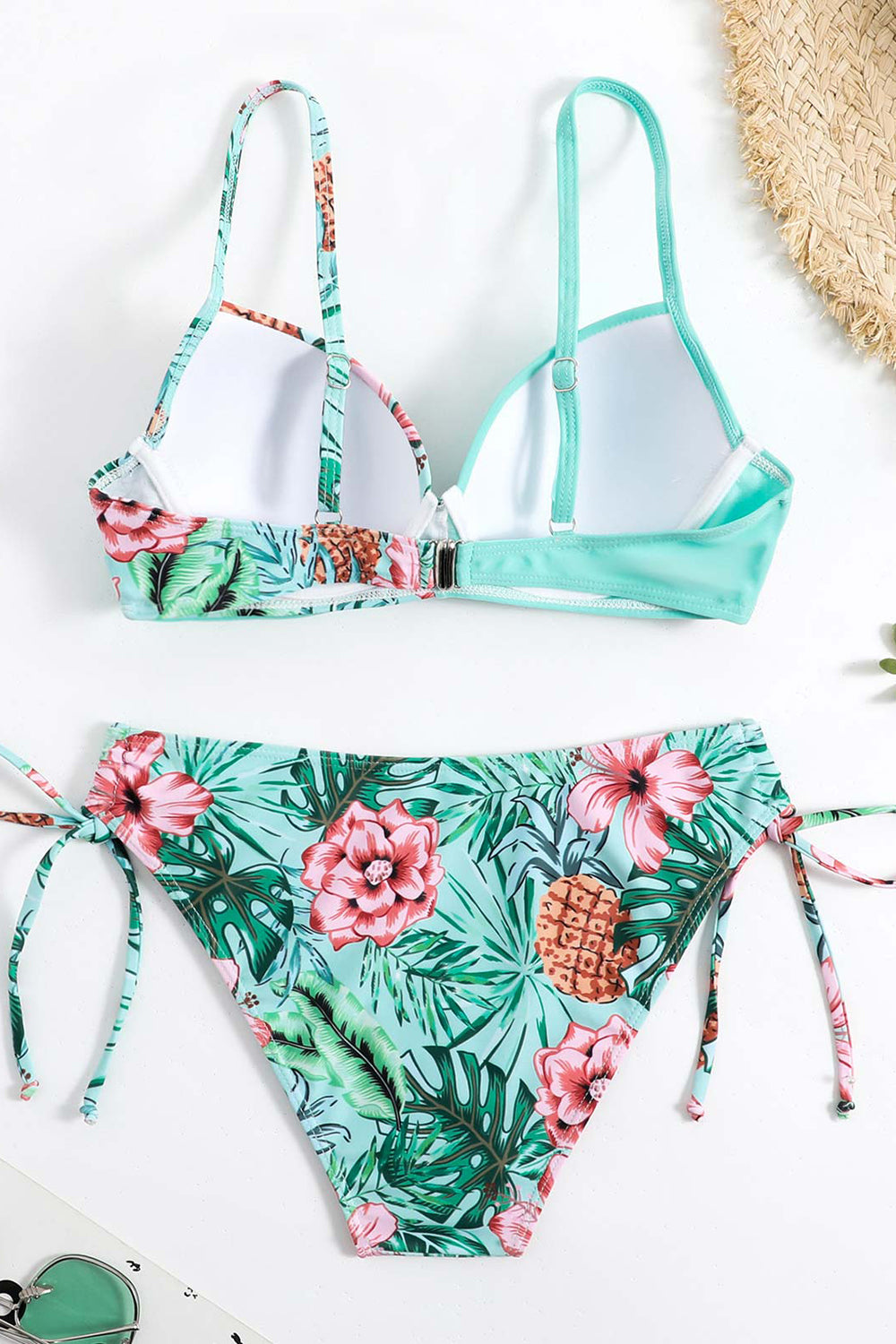 Green Front Cross Two Piece Bikini Sets