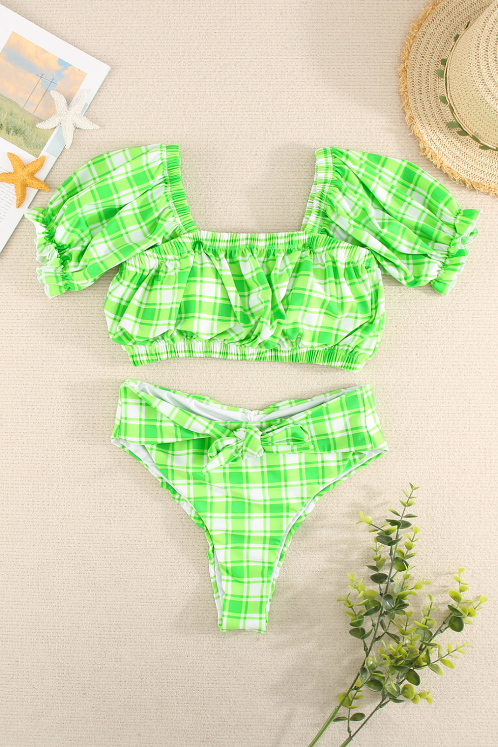 Two Piece Plaid Printed Bikini