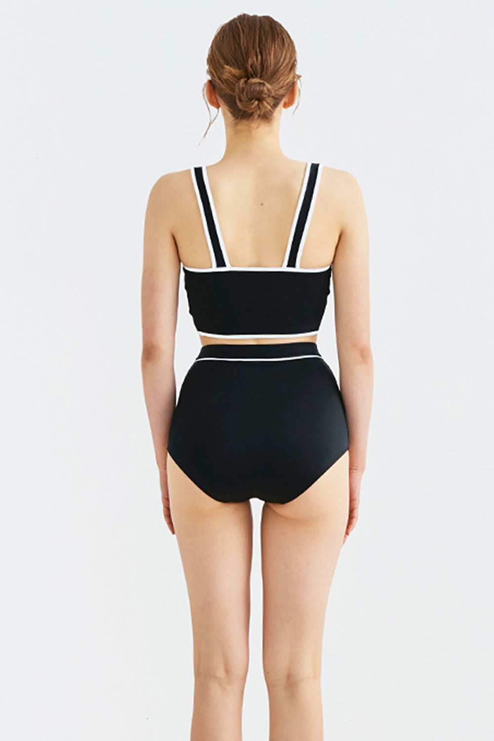 Black Two Pieces Square Neck Swimsuit