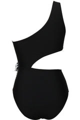 Black One Shoulder Swimwear