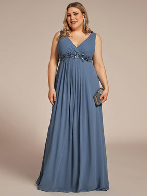 Floral Applique Sleeveless Chiffon Long Formal Evening Dress