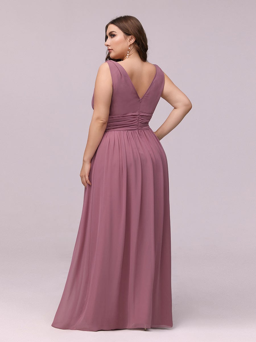 Plus Size Sleeveless V-Neck Chiffon Semi Formal Maxi Dress