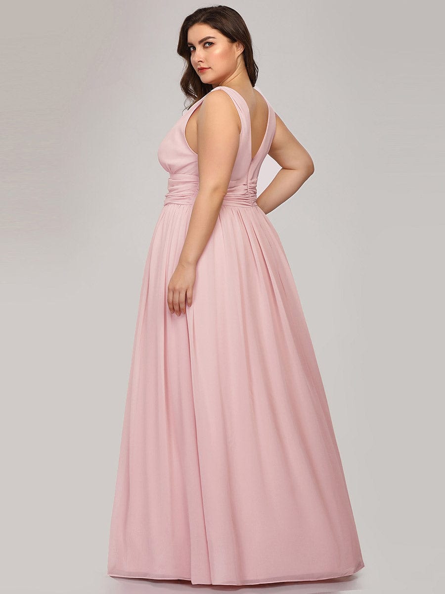 Plus Size Sleeveless V-Neck Chiffon Semi Formal Maxi Dress