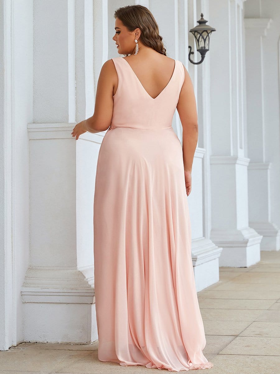 V-Neck High-Low Chiffon Evening Party Dress