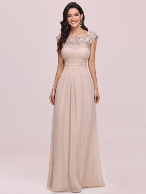 Maxi Lace Cap Sleeve Long Formal Evening Dress