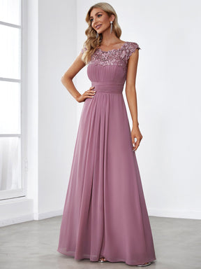 Maxi Lace Cap Sleeve Long Formal Evening Dress