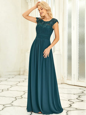 Maxi Lace Cap Sleeve Long Formal Evening Dress