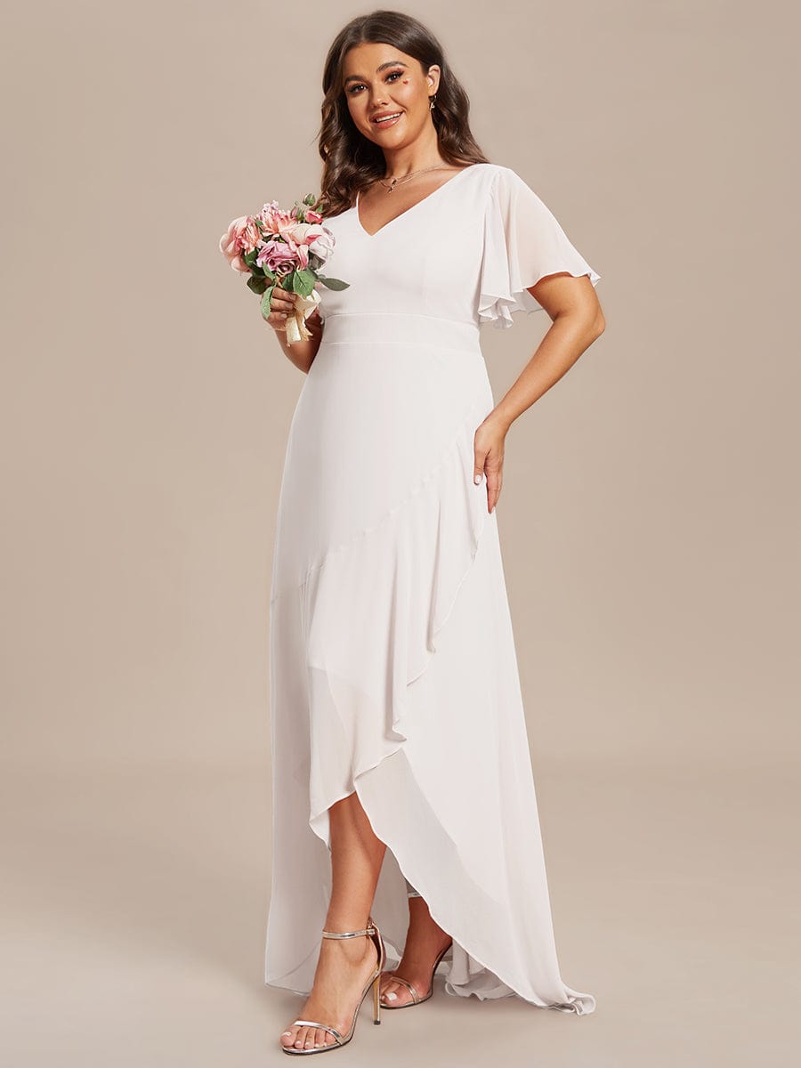 Plus Size Elegant Lotus Sleeves Chiffon Bridesmaid Dress