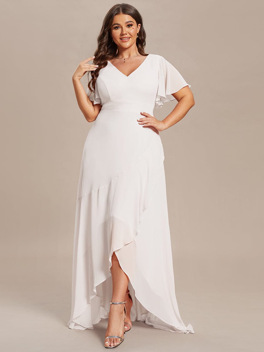 Plus Size Elegant Lotus Sleeves Chiffon Bridesmaid Dress