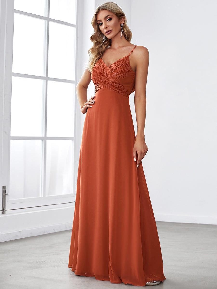 Criss-Cross V-Neck Chiffon Backless A-Line Bridesmaid Dress