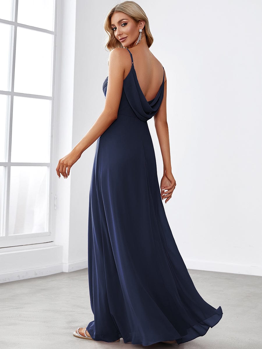 Criss-Cross V-Neck Chiffon Backless A-Line Bridesmaid Dress