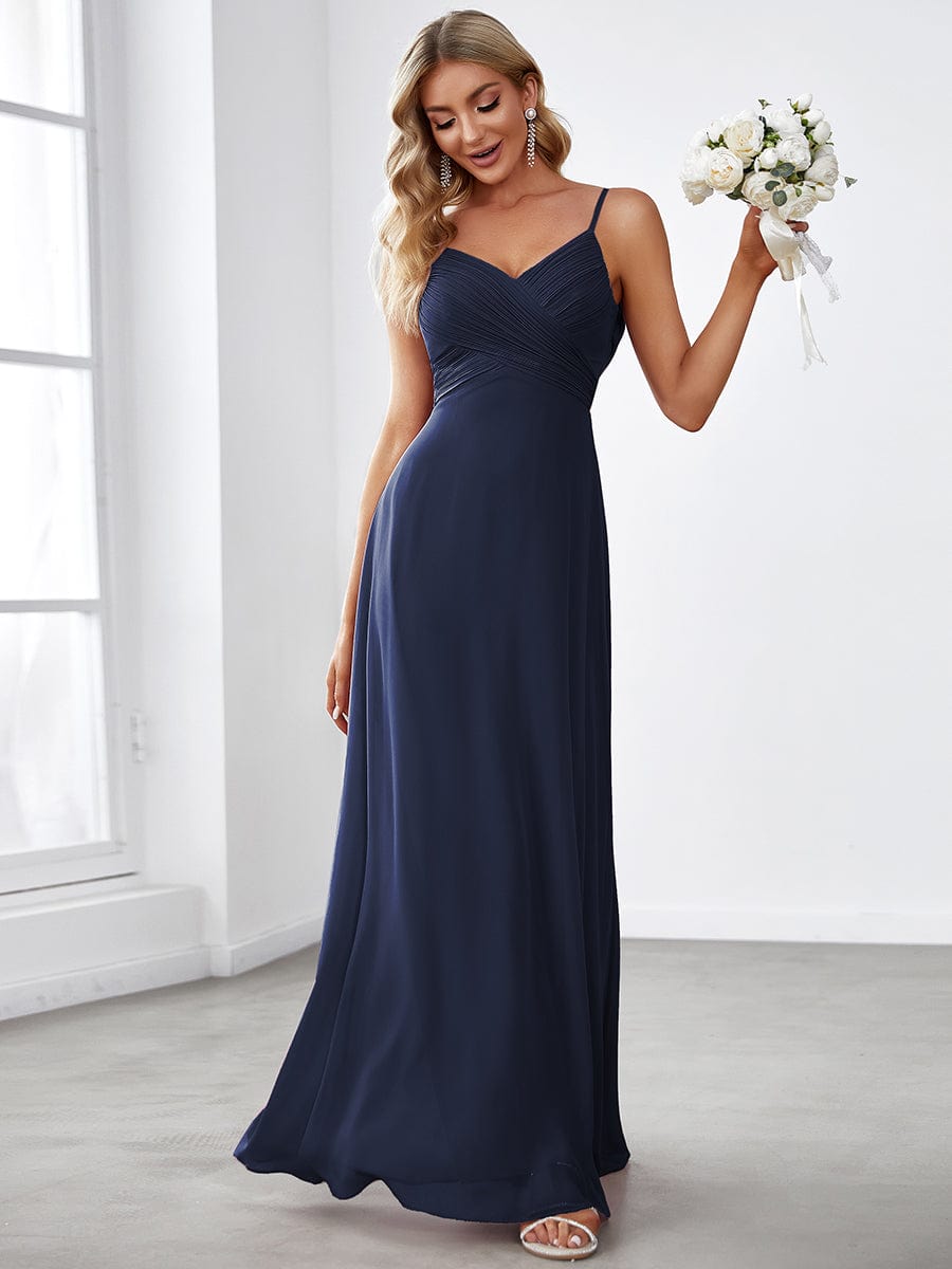 Criss-Cross V-Neck Chiffon Backless A-Line Bridesmaid Dress