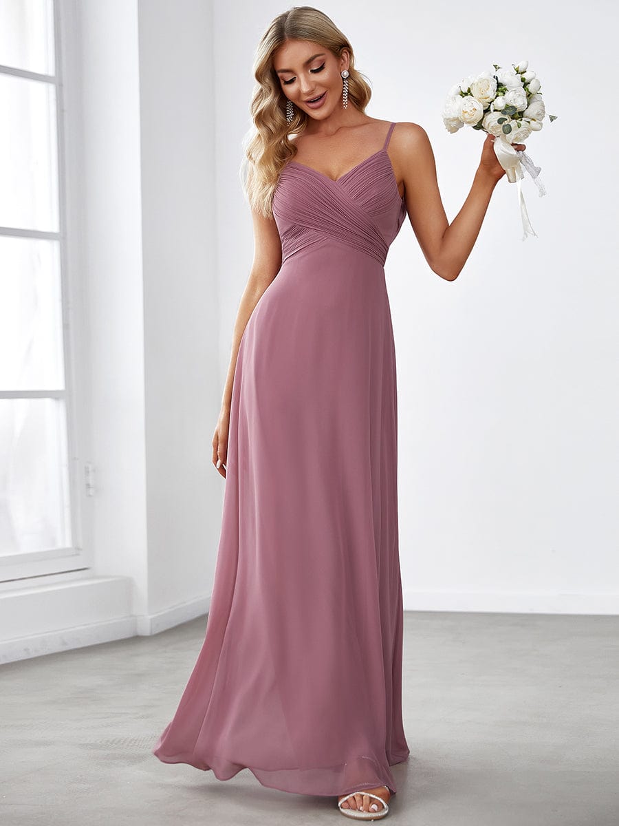 Criss-Cross V-Neck Chiffon Backless A-Line Bridesmaid Dress