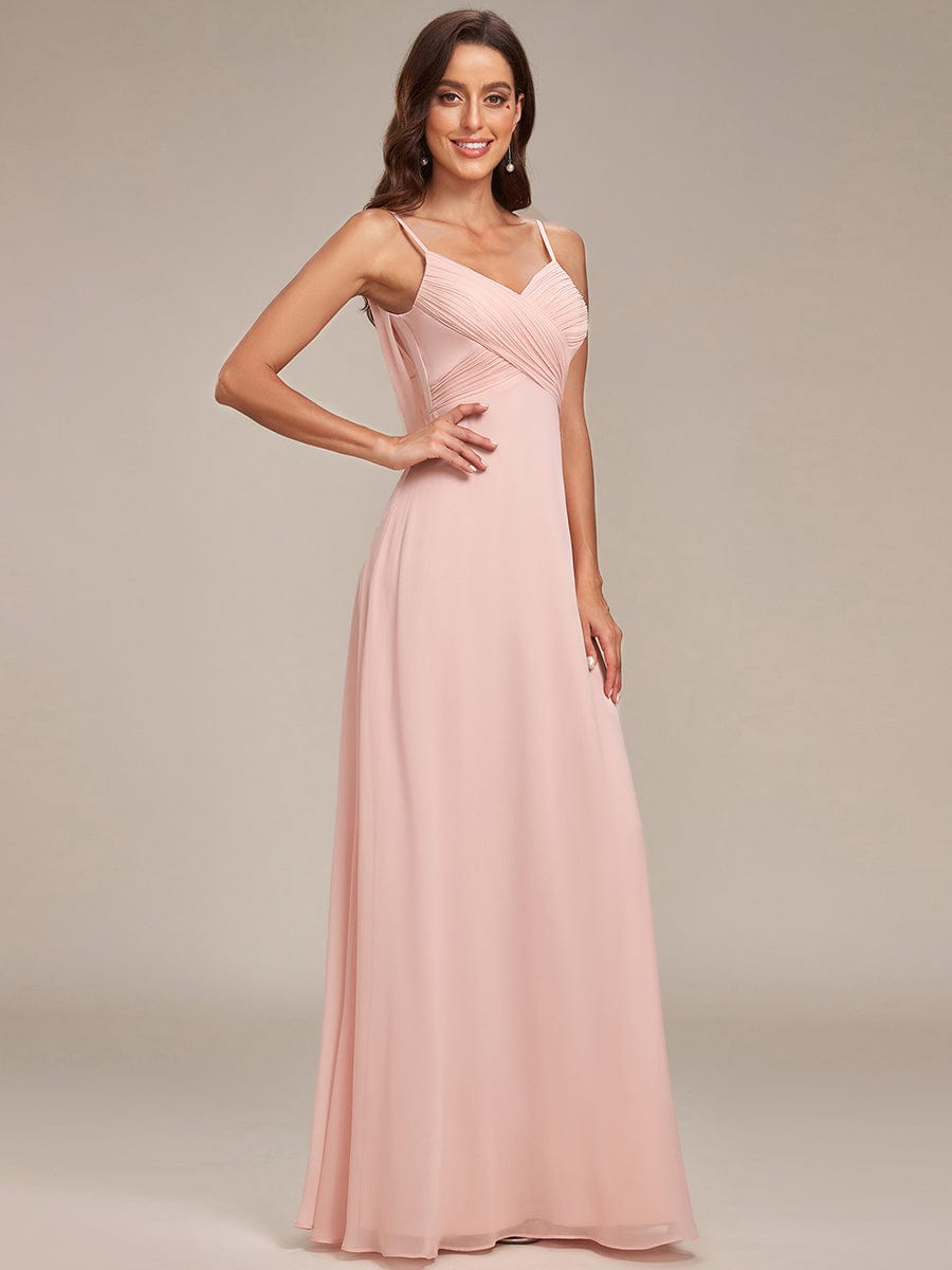 Criss-Cross V-Neck Chiffon Backless A-Line Bridesmaid Dress