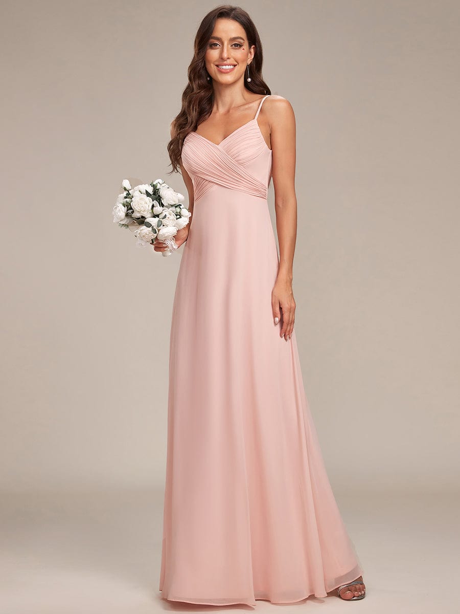 Criss-Cross V-Neck Chiffon Backless A-Line Bridesmaid Dress