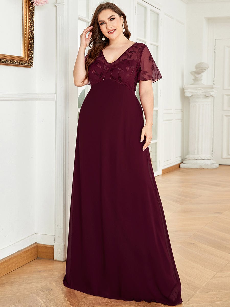 Sequin Chiffon Evening Dresses with Sleeves