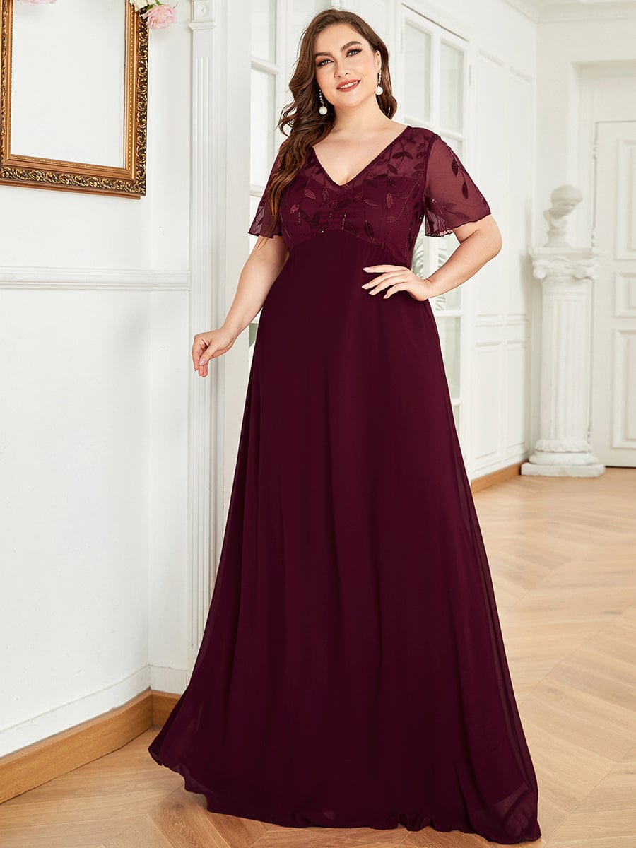 Sequin Chiffon Evening Dresses with Sleeves