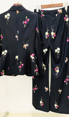 CHAQUETA DE TRAJE CON ESTAMPADO FLORAL EN NEGRO
