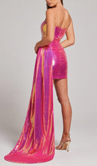 HOT SEQUIN PINK TOP AND SKIRT TWO PIECE SET