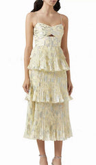VESTIDO MIDI ESCALONADO DE JACQUARD EN GRIS