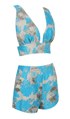 JACQUARD TWO PIECE SET IN BLUE