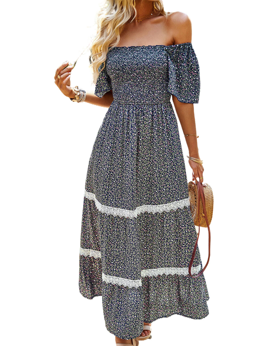 Temperament Polka Dot Loose Short Sleeved Midi Dress