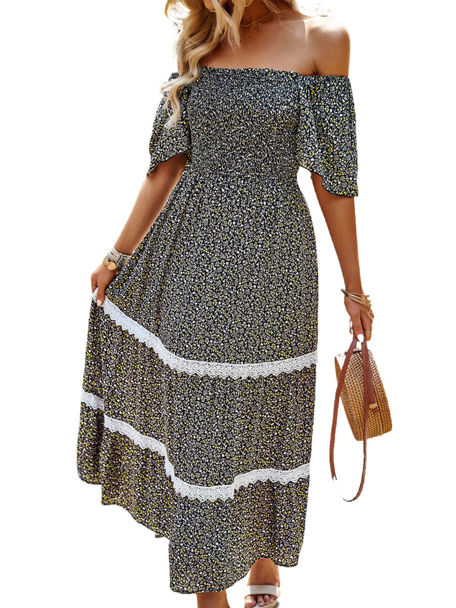 Temperament Polka Dot Loose Short Sleeved Midi Dress