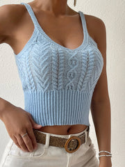 Scoop Neck Mixed Knit Tank Top