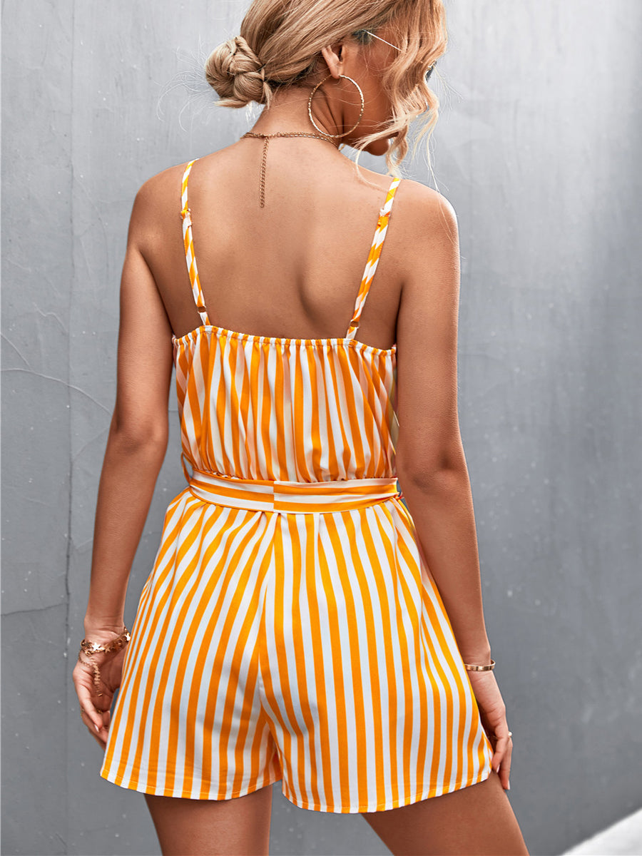 Fashion Sexy Striped Trendy V-Neck Jumpsuit