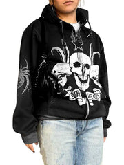 Spider Skull Print Goth Harajuku Punk Hoodie