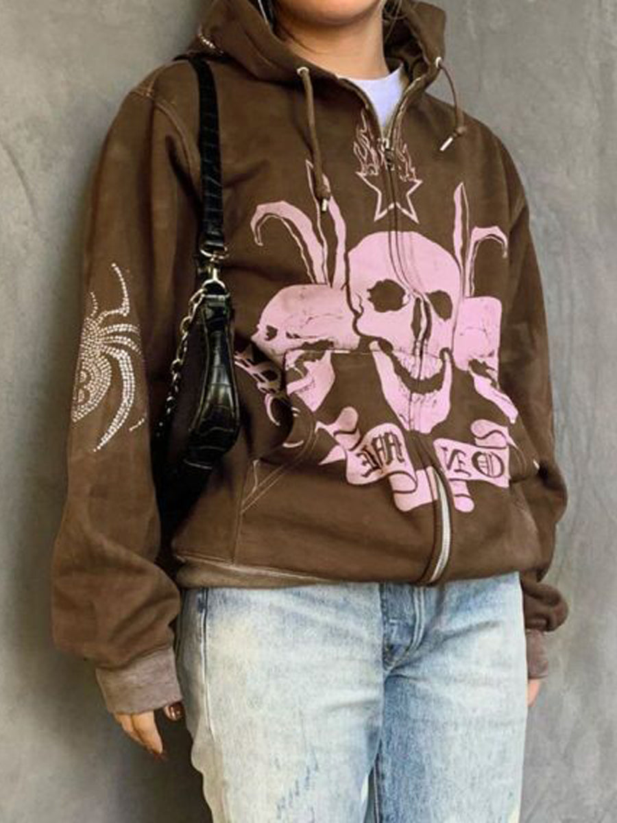 Spider Skull Print Goth Harajuku Punk Hoodie