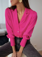 Elegant Collar Long Sleeve Work Office Button Blouse