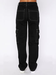 Fashion Low Waist Straight Multi Pocket Pants