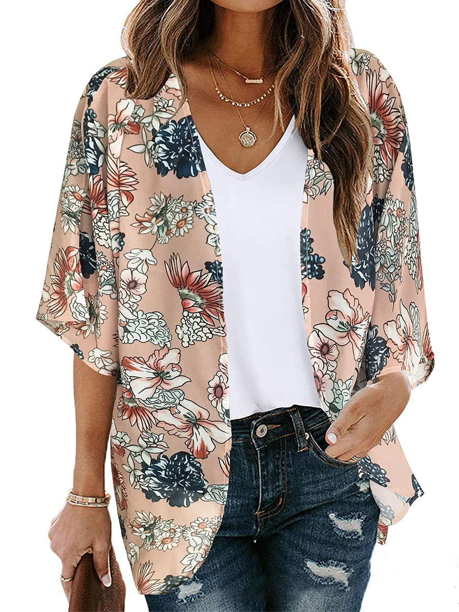 Floral Pattern Loose Chiffon Casual Blouse