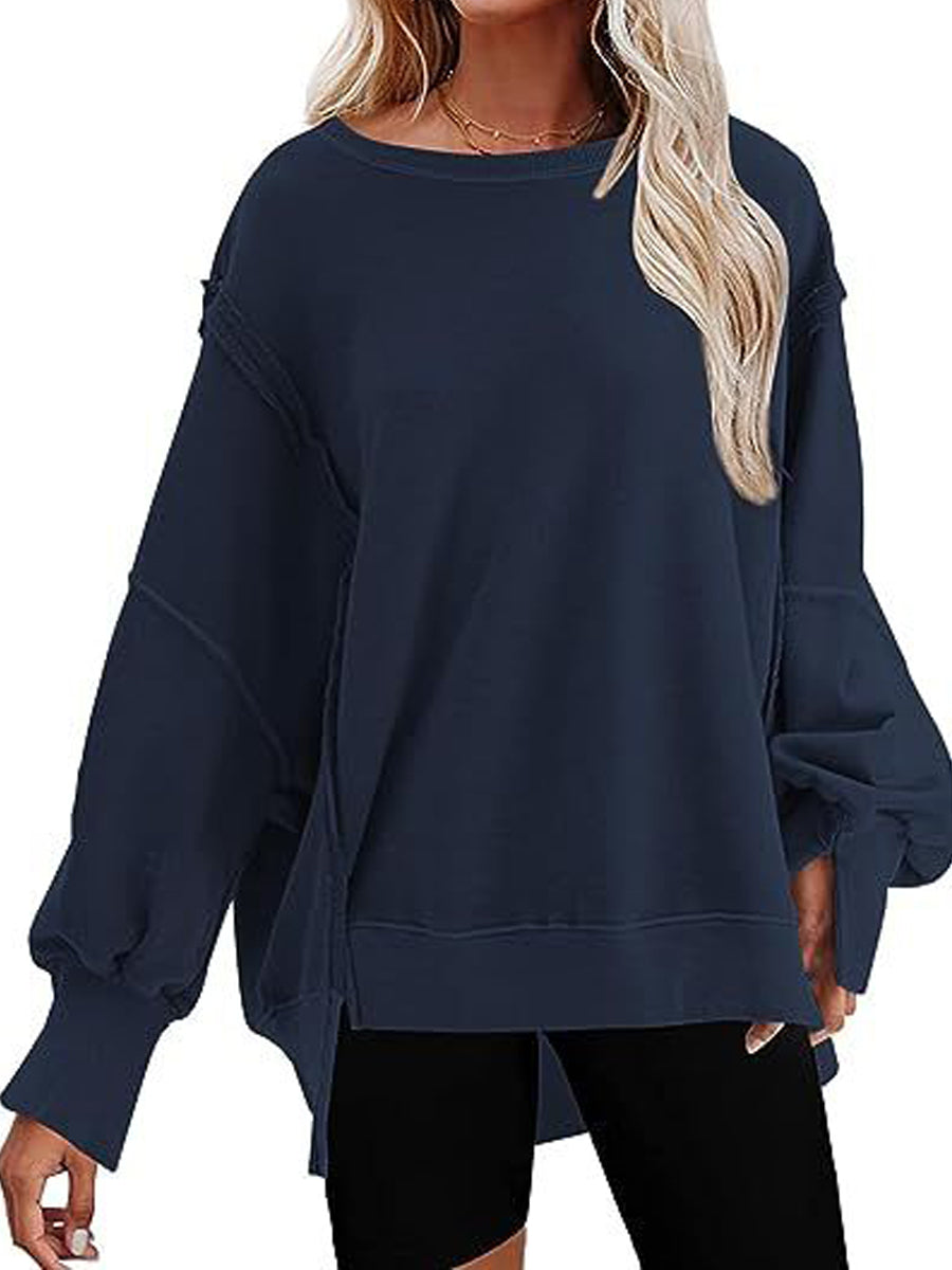 Oversized Crewneck Pullover Workout Long Sleeve Hoodie