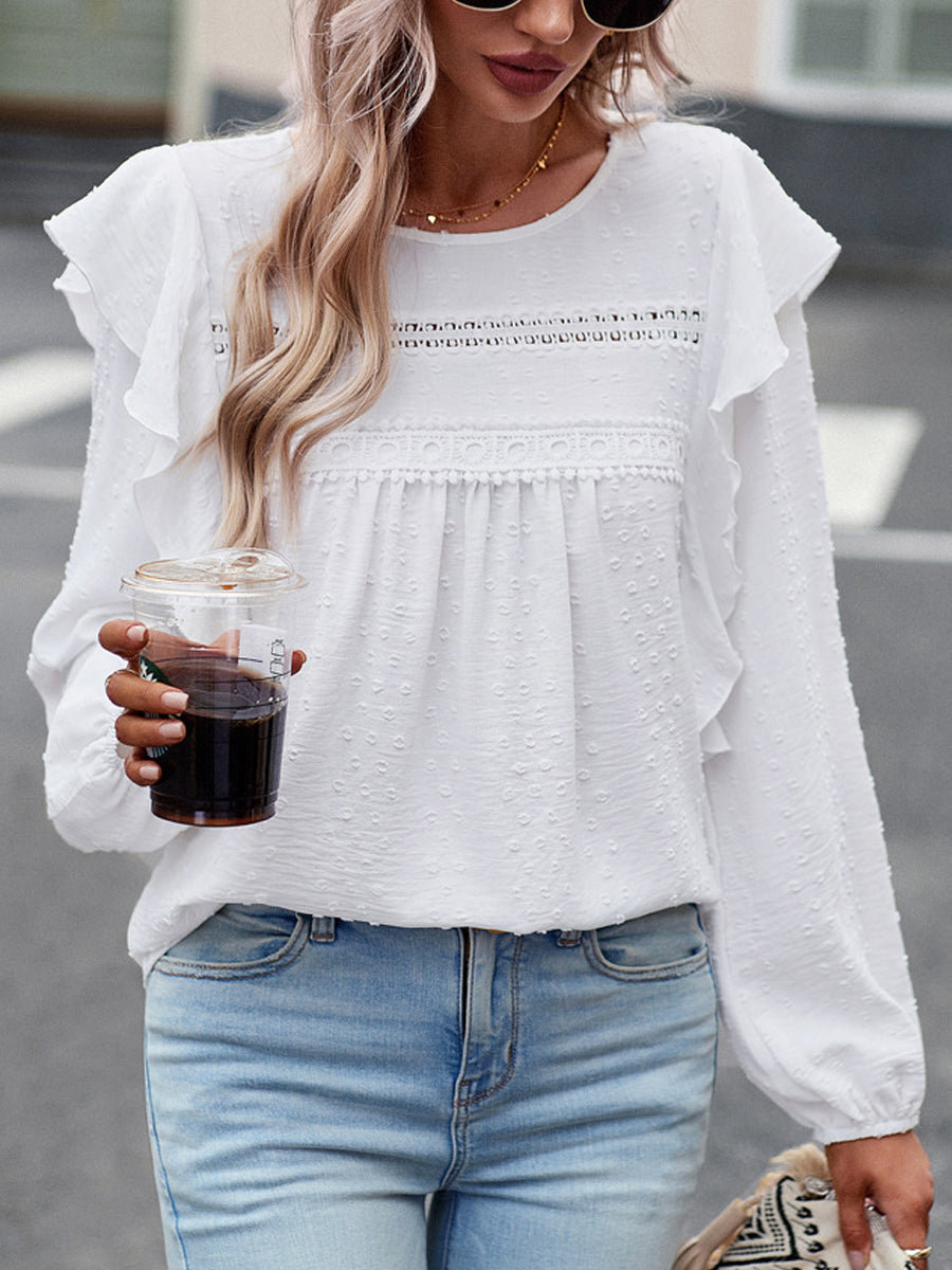 Loose Casual Comfortable Commuting Long Round Neck Blouse