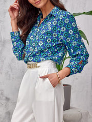 Loose And Elegant Printed Breasted Blouse