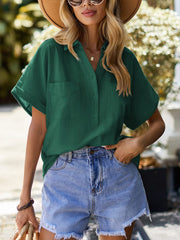 Thin Section V Neck Casual Solid Color Loose Blouse