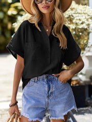 Thin Section V Neck Casual Solid Color Loose Blouse