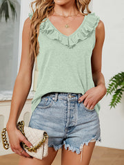 Ruffle V-Neck Tank Top